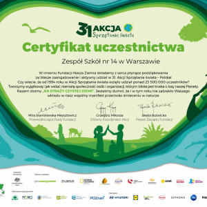 certyfikat od Fundacji Nasza Ziemia